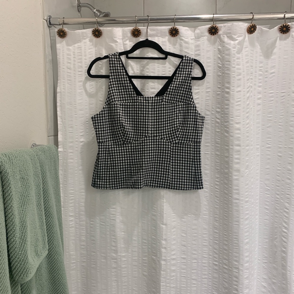 CAbi Black and White Checkered Tank Top